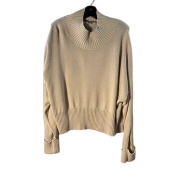 Oversized Beige Ribbed Cotton Sweater Women’s XL - Picture 2 of 9